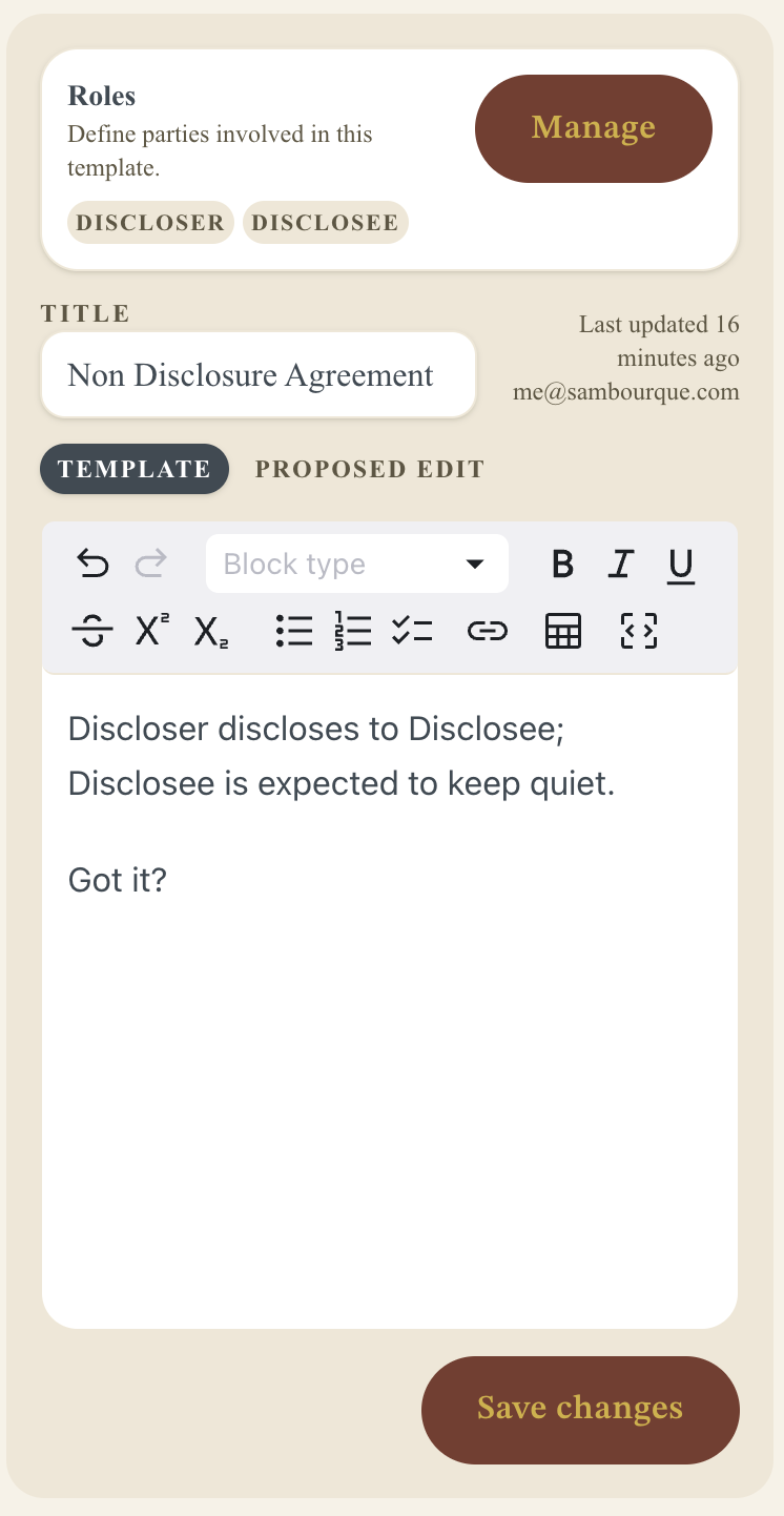 Amicus draft review screen summarizing comments, open items, and revision history on mobile.